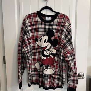 Disney Men's Mickey Mouse Red Plaid Sweater